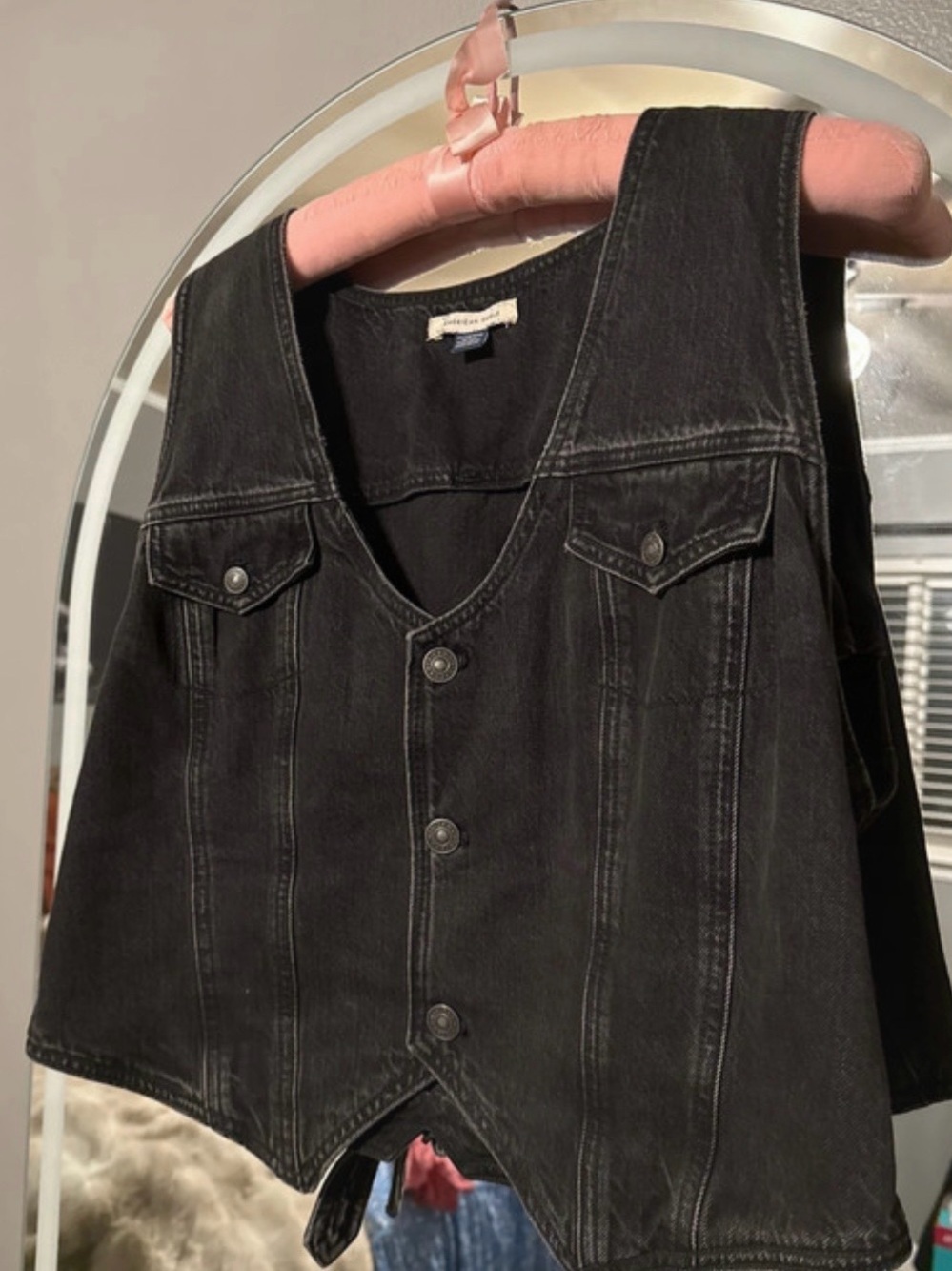 American Eagle Black Denim Vest